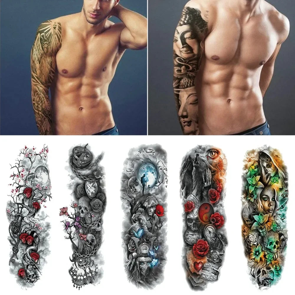Skull Arm Temporary Tattoo Wrap